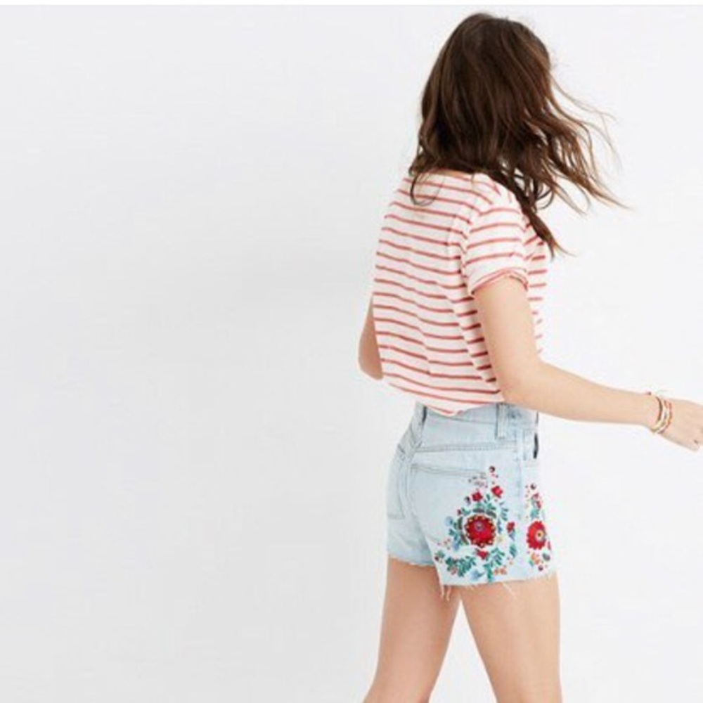 NWT Madewell Embroidered Jean Shorts